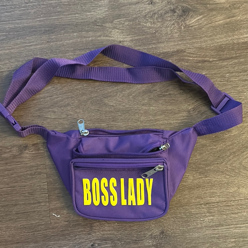 Purple Fanny Pack with Yellow 'Boss Lady' Print